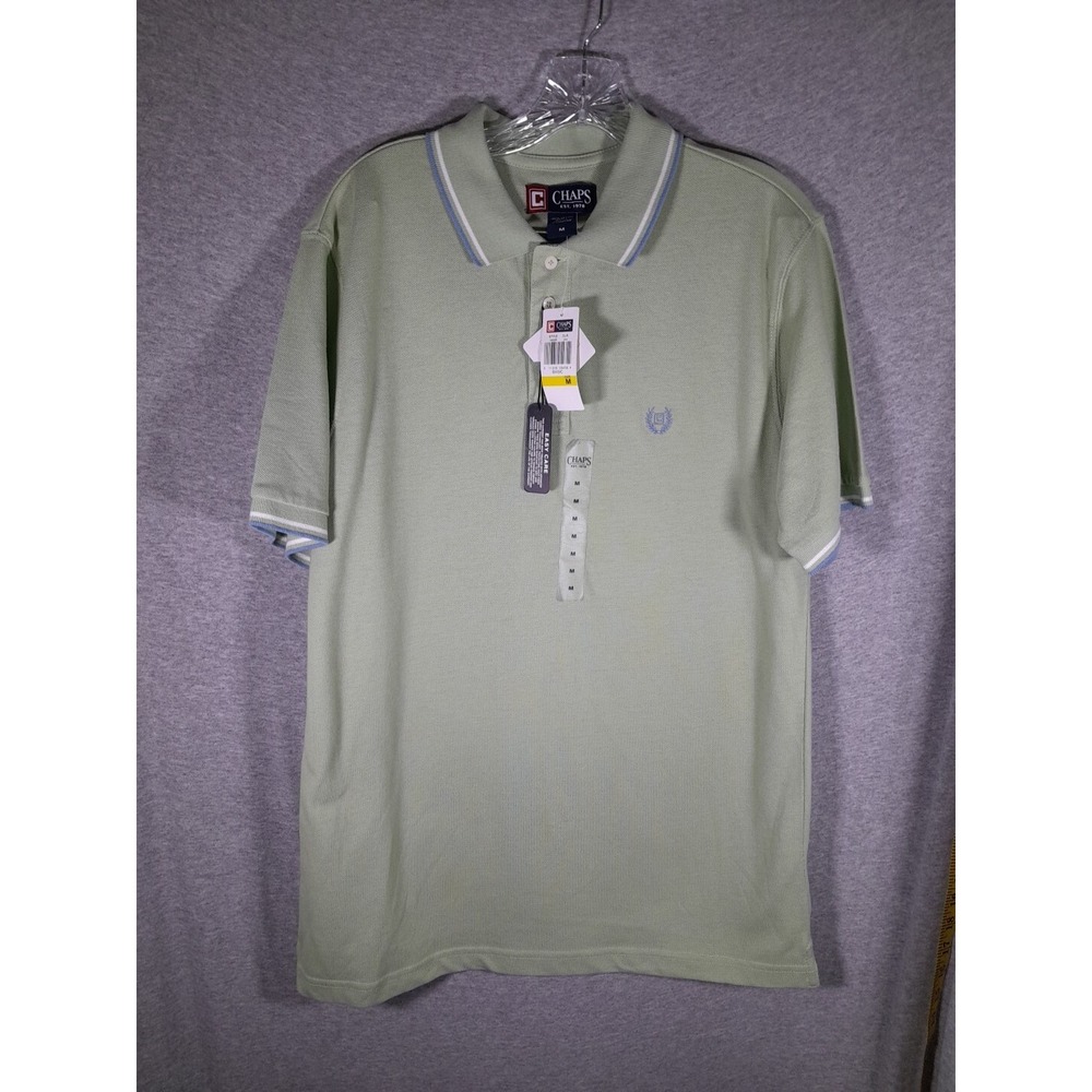 Chaps Polo Shirt Mens Medium Green Short Sleeve‎ Casual Sportswear Golf
